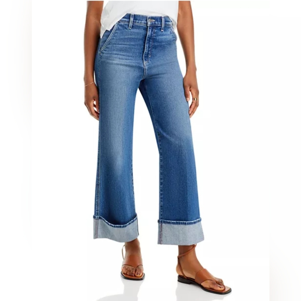 Joe's Jeans Wide-Leg Cuffed Blue Denim Jeans